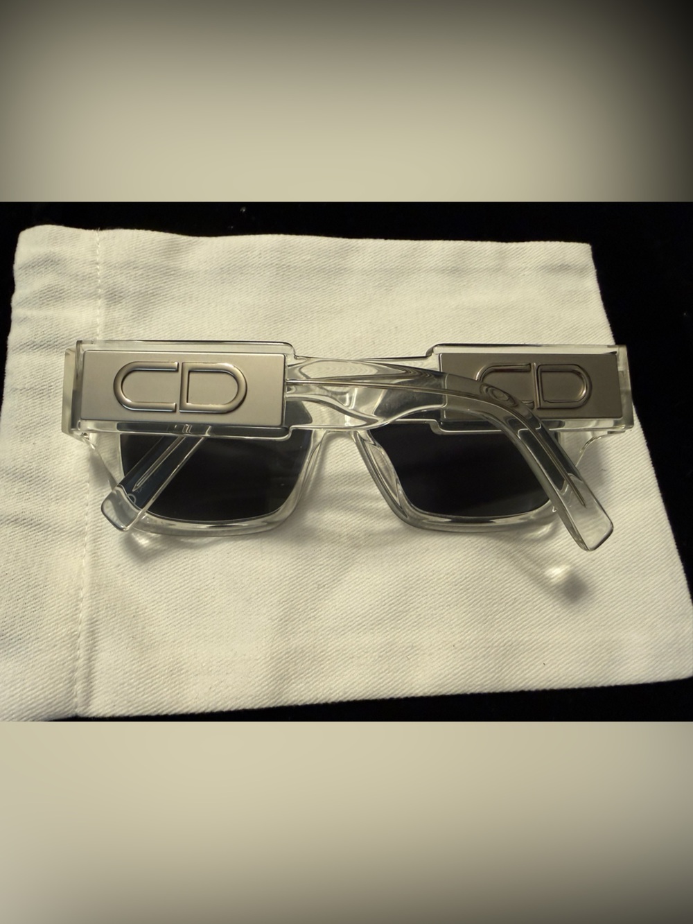 Dior Clear Frame Sunglasses with Silver Accents - Picture 3 of 5